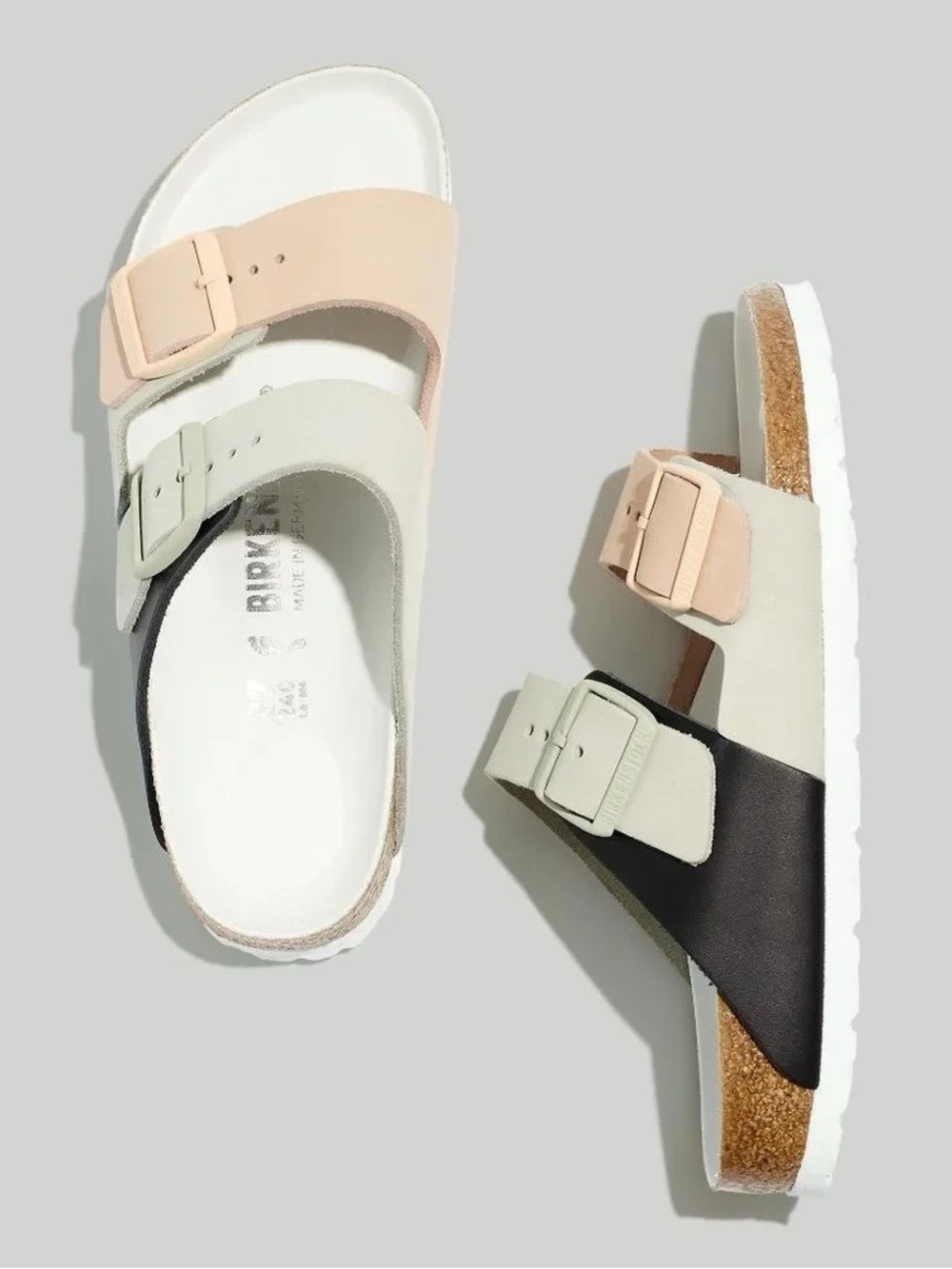 Birkenstock Nubuck Leather Sandal — Blush, Sage & Black Colorblock
